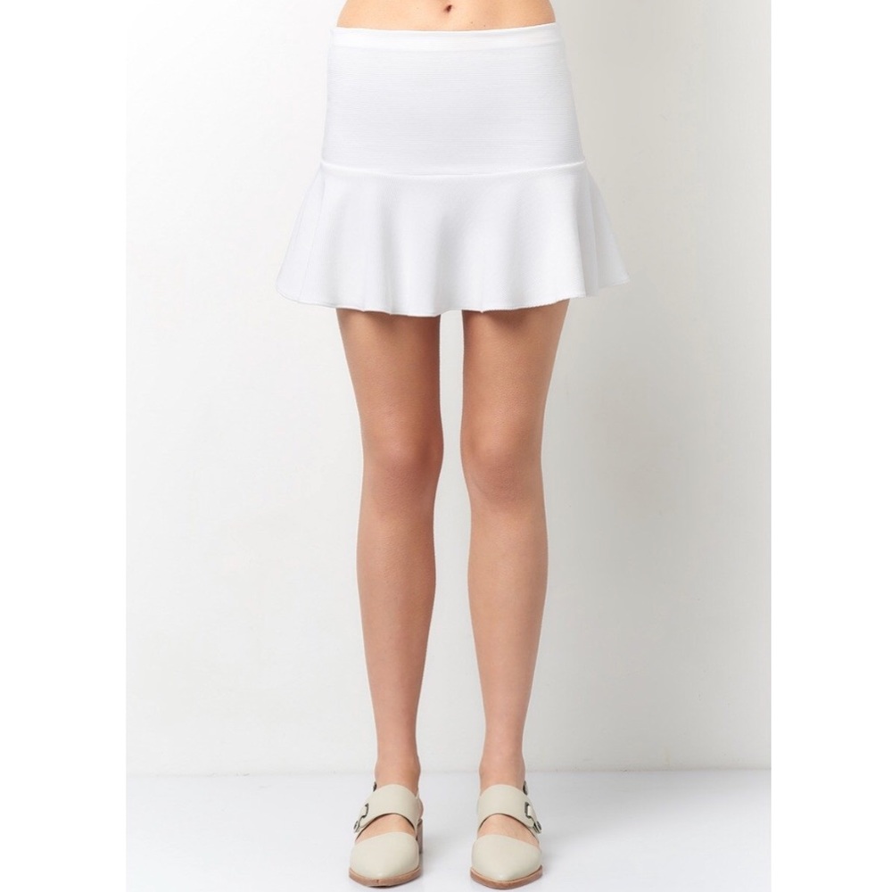 White ruffle mini skirt